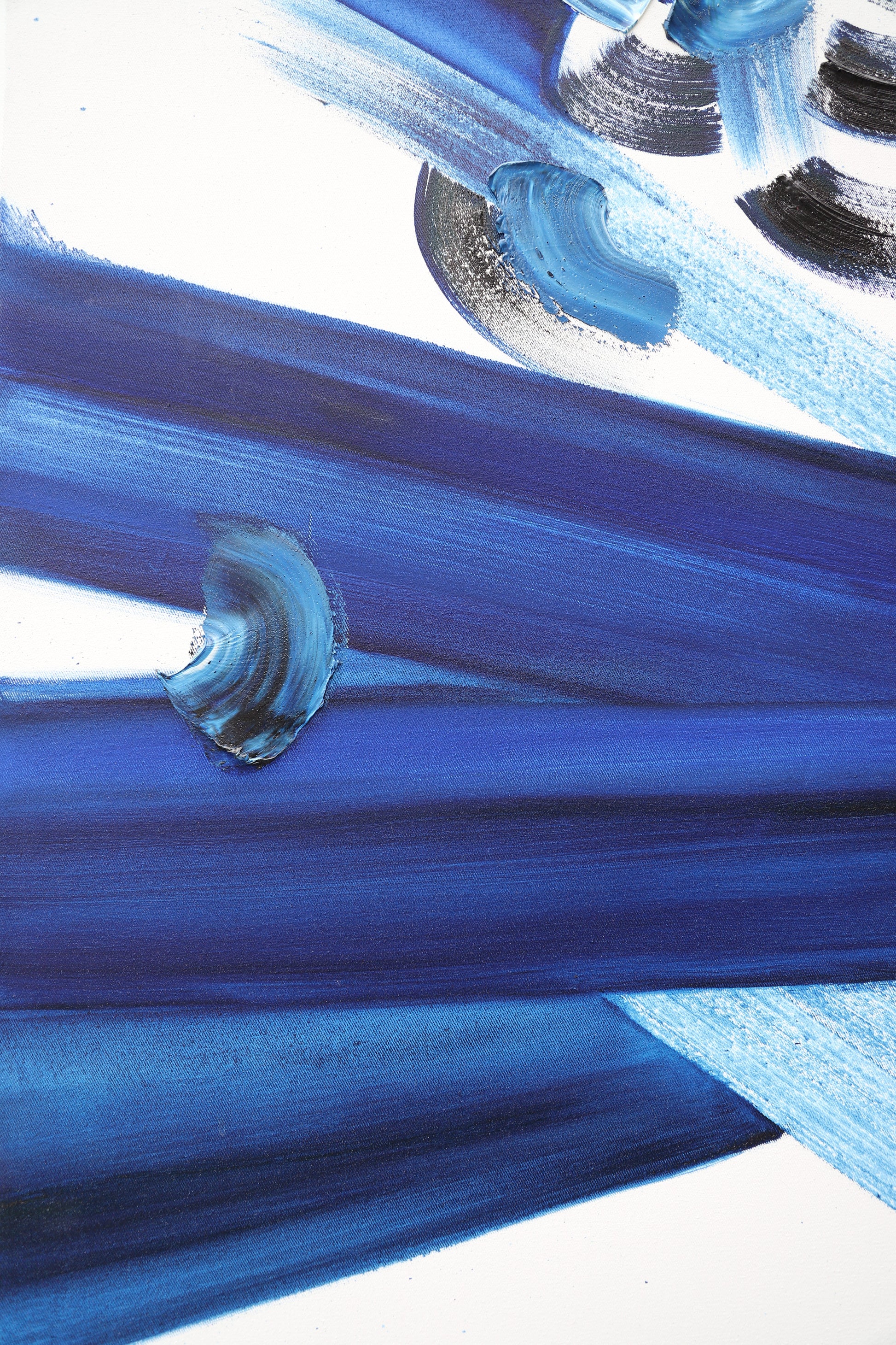 Close-up of abstract painting with a white background
