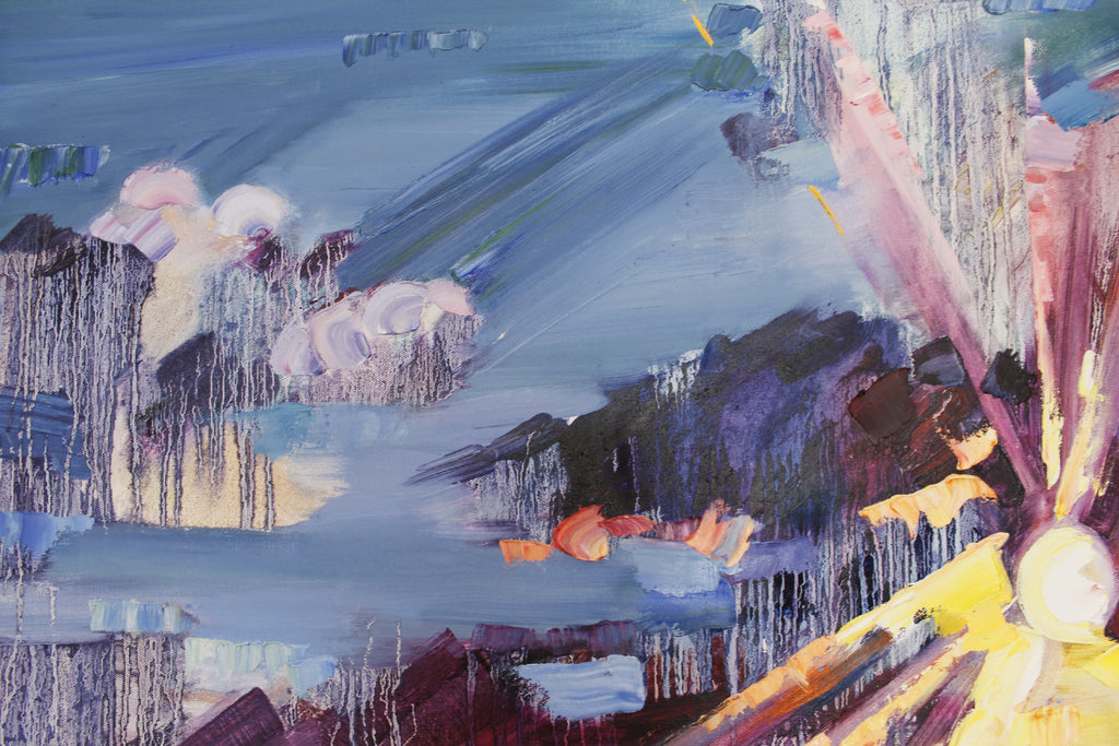 Abstract painting with colorful shapes and textures, interior painting, painting for sale