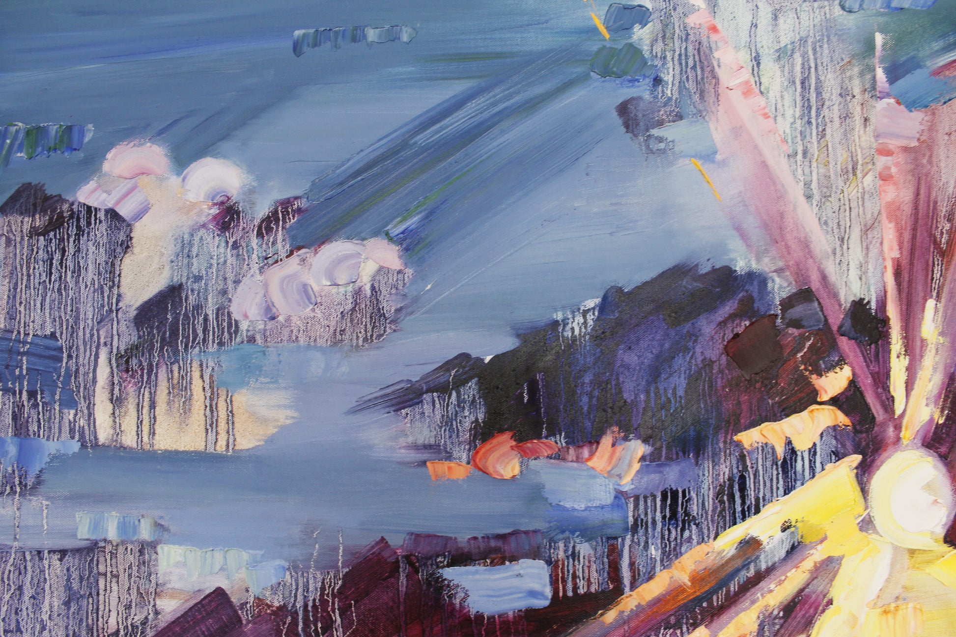 Abstract painting with colorful shapes and textures, interior painting, painting for sale